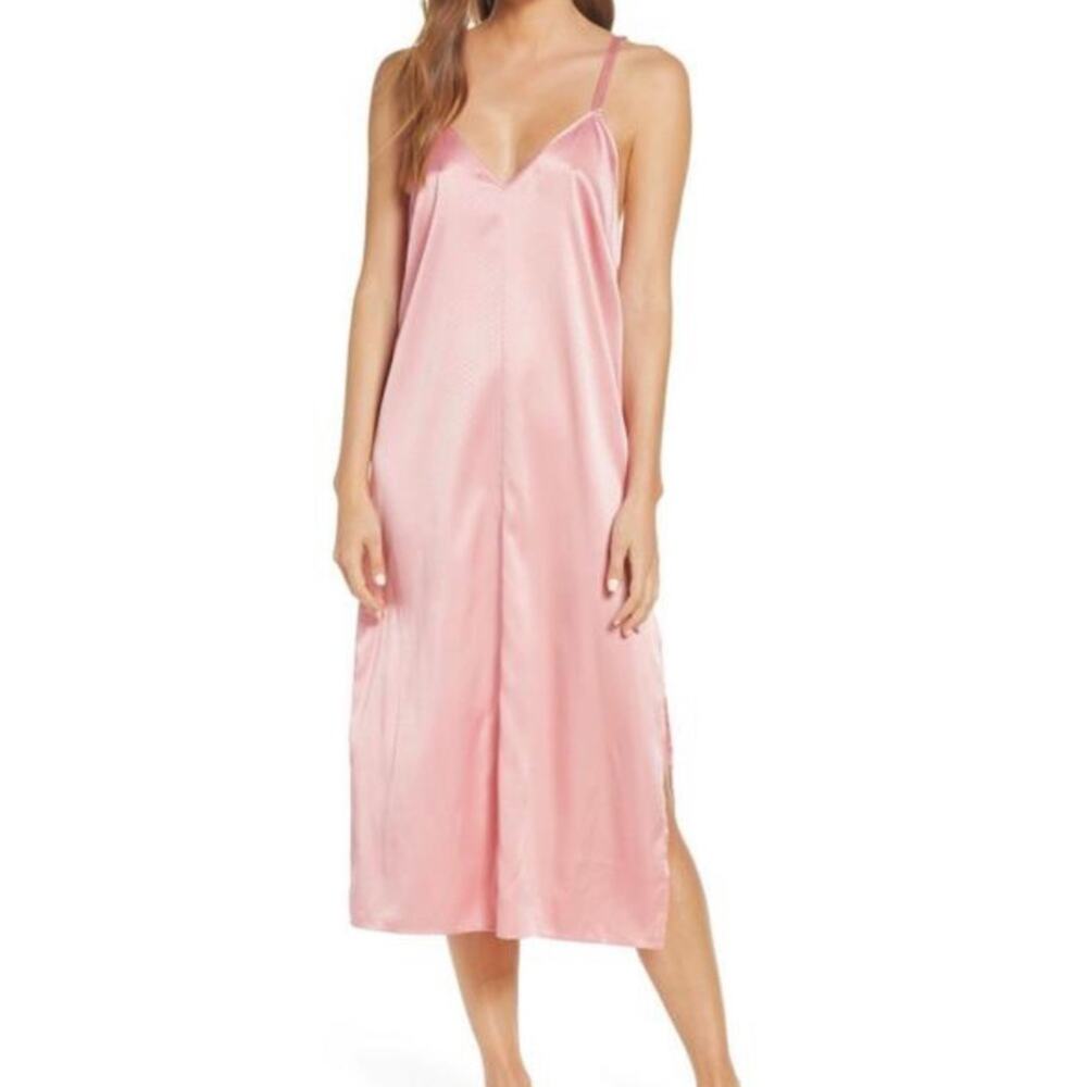 Something Navy coral mauve slip maxi dress satin Nordstrom NWT small
